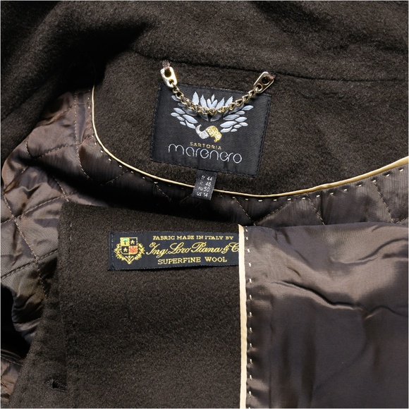 LORO PIANA & SARTORIA MARENERO Brown Wool Coat US 14 Quilted Lining - Picture 8 of 9